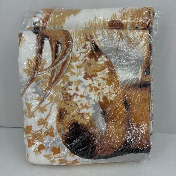Vintage Owen Blanket Stag Full Twin Size Deer Buck Print 72 x 90 New Sealed USA - Picture 3 of 6